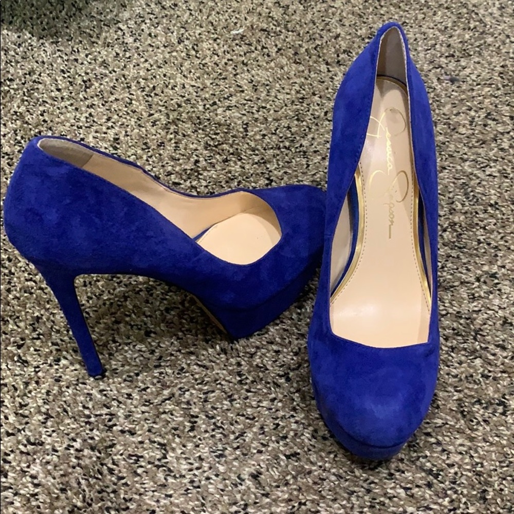 Jessica Simpson blue suede shoes - size 7.5